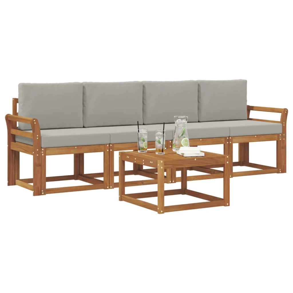 Set di divani da esterno 5 pcs Grigio Naturale e Chiaro 3365974