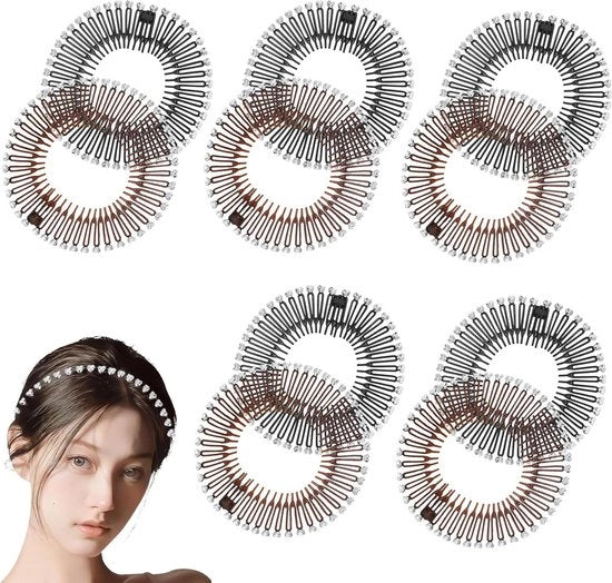 Cintura per capelli a forma circolare con pettine per donne - 10pz Nero & Caffè