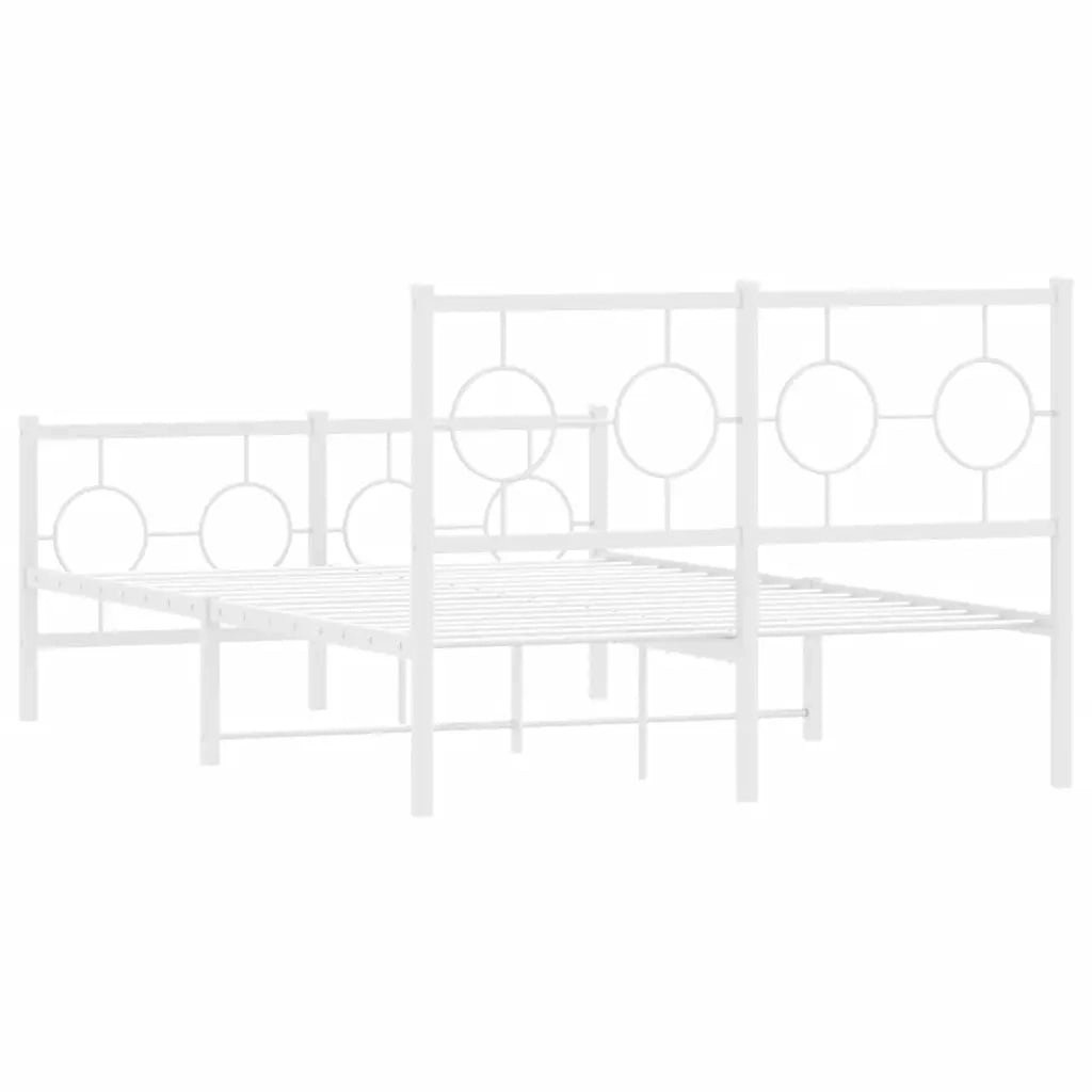 Giroletto con Testiera e Pediera Metallo Bianco 120x200 cm 376291