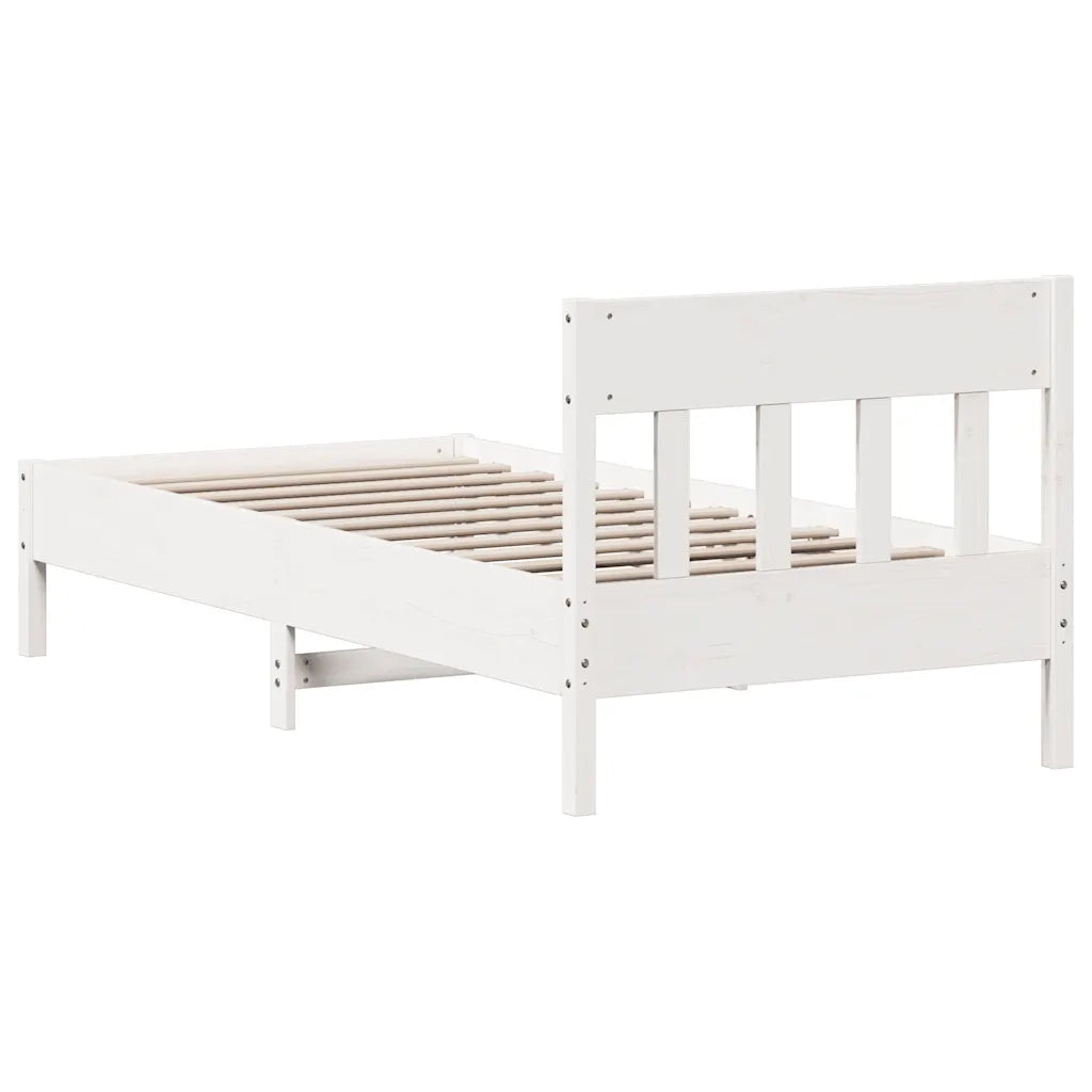 Letto singolo | Letto per adulti | Giroletto senza Materasso Bianco 100x200 cm Legno Massello Pino