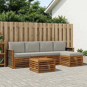Set di divani da esterno 6 pz Naturale e Grigio Chiaro 3384257