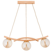 Lampada sospensione scandinava SANA legno 3 luci E14 ambra
