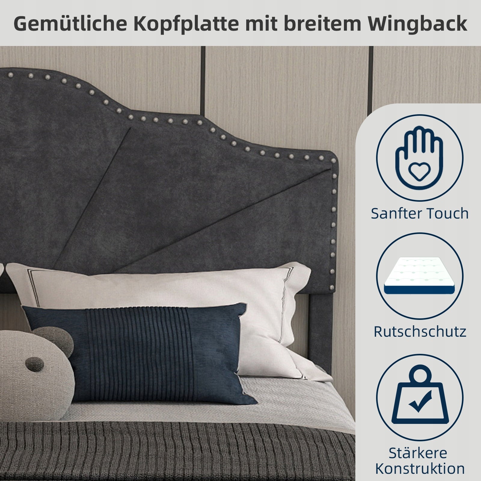 Letto singolo 140x200 - Xylo - Grigio minimalista