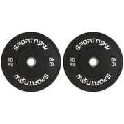 Set 2 Dischi Pesi da 10kg in Gomma con Foro da 2"/5 cm per Manubri e Bilancieri, Nero