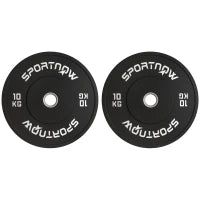 Set 2 Dischi Pesi da 10kg in Gomma con Foro da 2"/5 cm per Manubri e Bilancieri, Nero