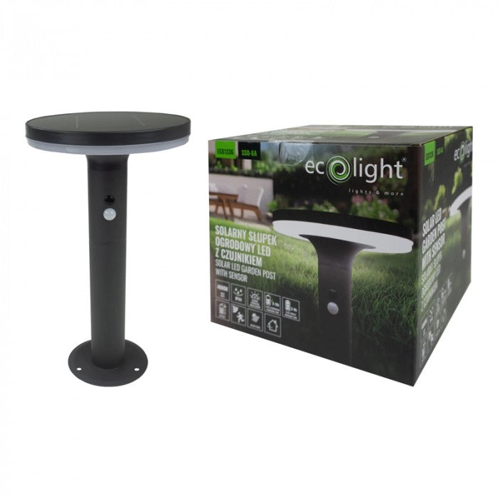 Paletto solare da giardino LED 10W con sensori grigio Ecolight