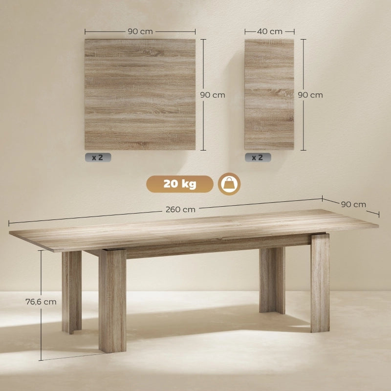 Tavolo da pranzo - estraibile da 180 a 260 cm - per 6-10 persone - legno