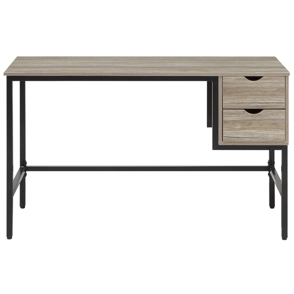 Scrivania da Ufficio Legno Scuro e Nera 120 x 48 cm 2 Cassetti Industrial