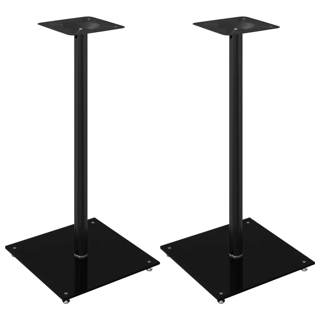 Pedane per Casse 2 pz Nero Vetro Temperato Design a 1 Pilastro CFW4850011