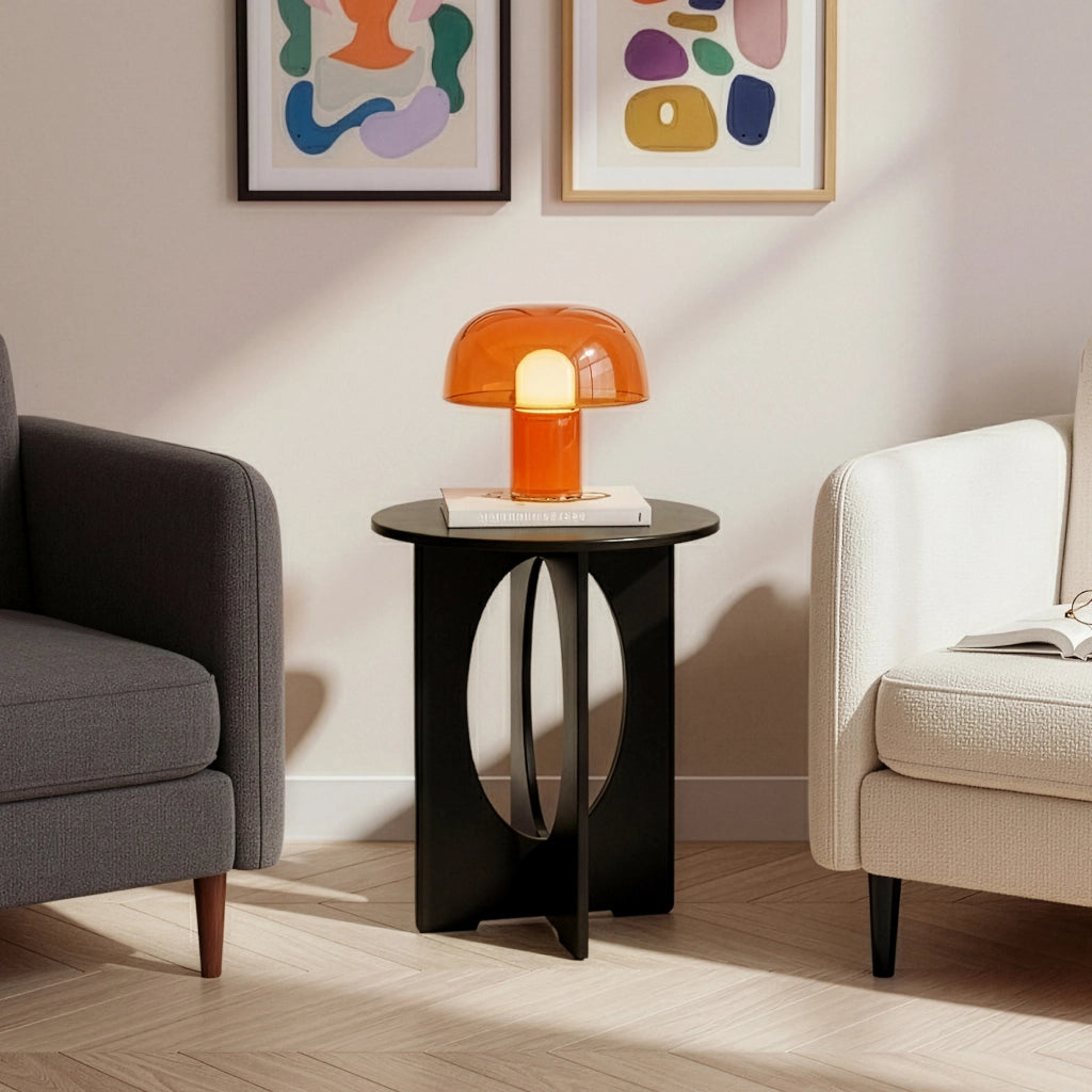 Tavolino Laterale Podeldsvin con Piano Rotondo 49 x Ø40 cm - Nero [en.casa]
