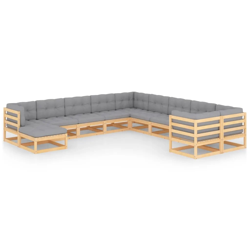 Set Divani da Giardino 11 pz con Cuscini Legno Massello di Pino cod mxl 54103