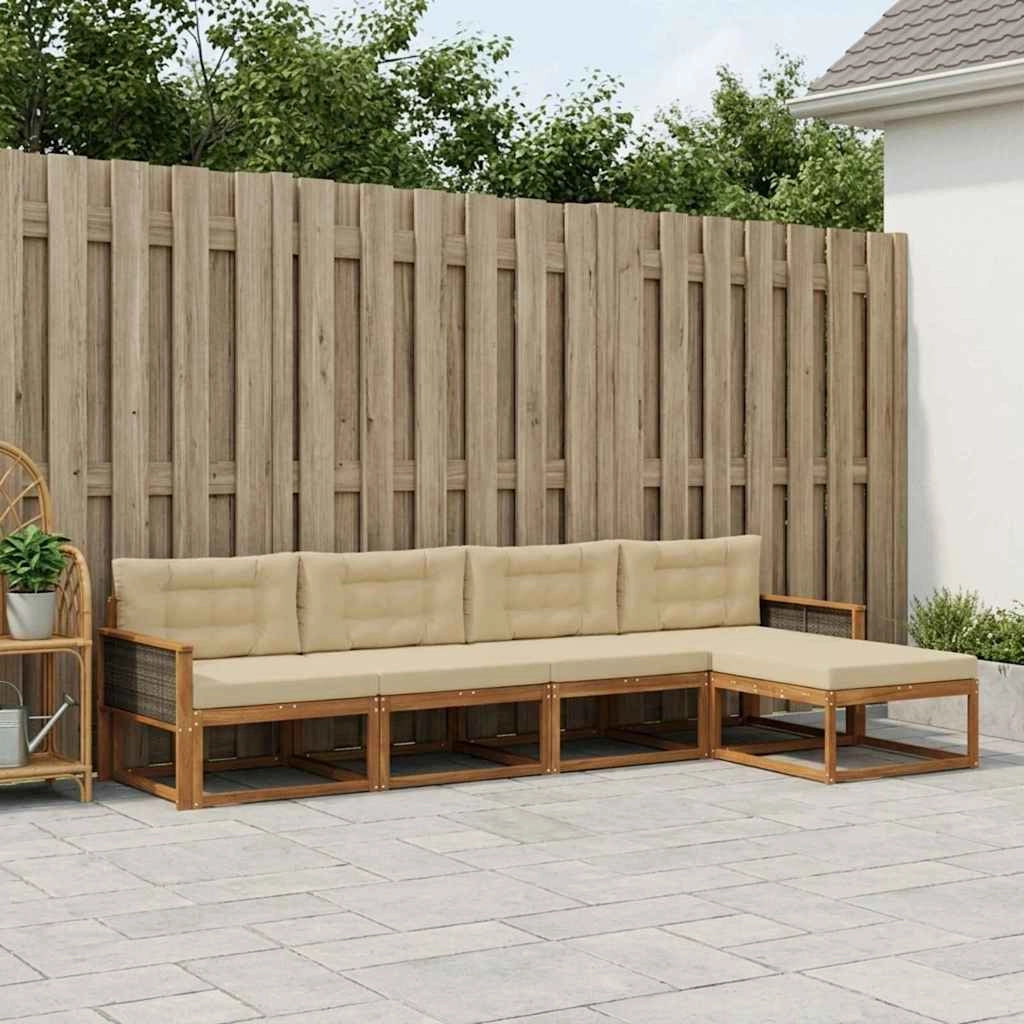 Set di divani da esterno 5 pz Naturale e Beige 3382481