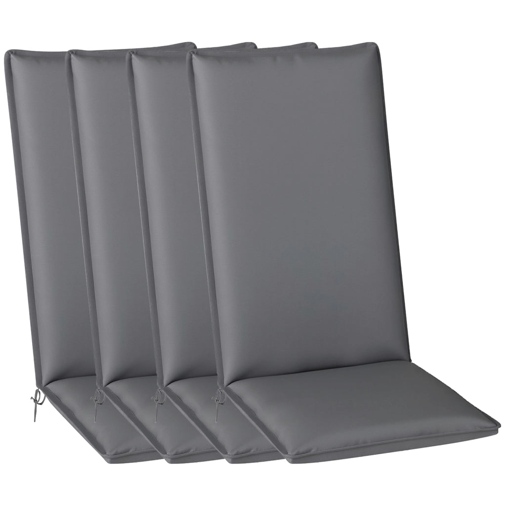Set 4 Cuscini per Sedie da Giardino ¨C Xylo ¨C Grigio 124x50x5cm con Attacchi Regolabili UPF50+