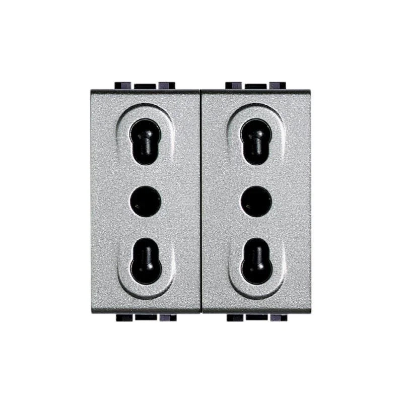 Living Int. - Presa duplex bipasso 2P+T 10/16A 250 Vac - NT4180/2