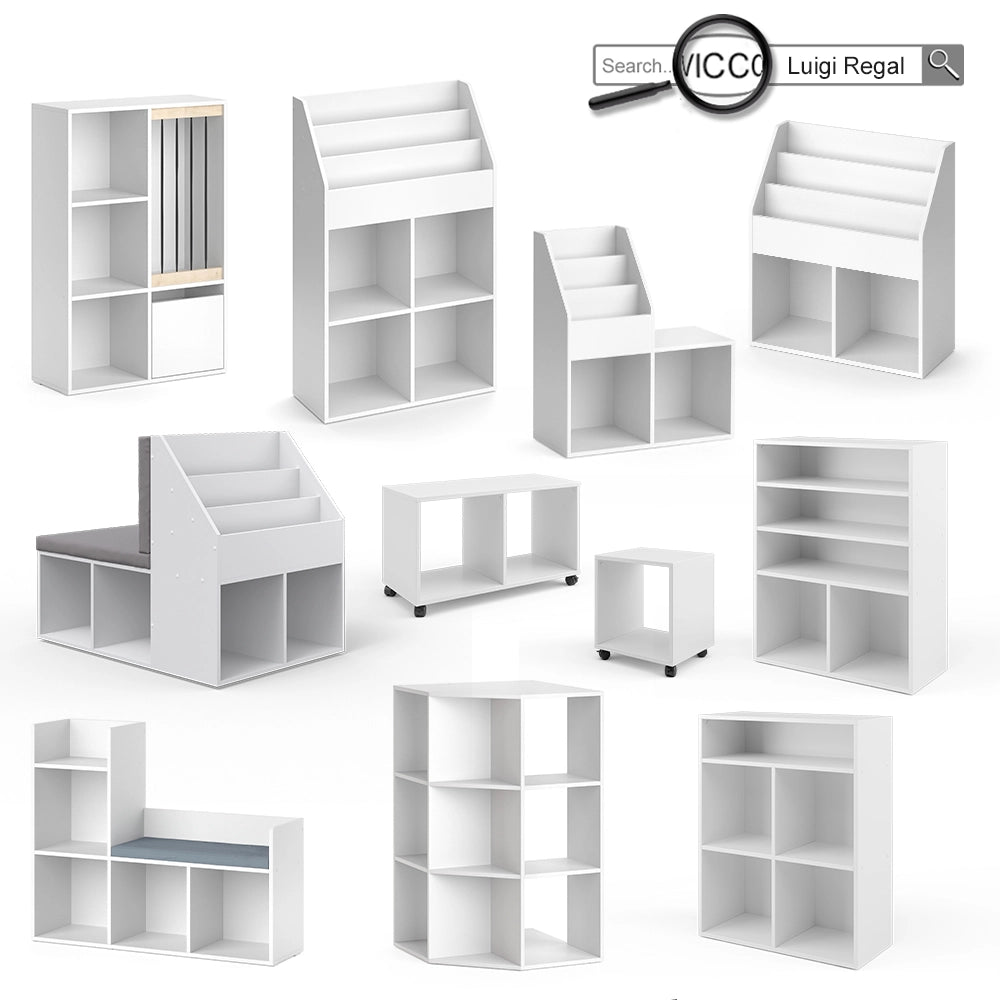 Vicco Libreria bambini Bianco 30.9 x 79 cm Mini, con 2 scatole pieghevoli opt.3