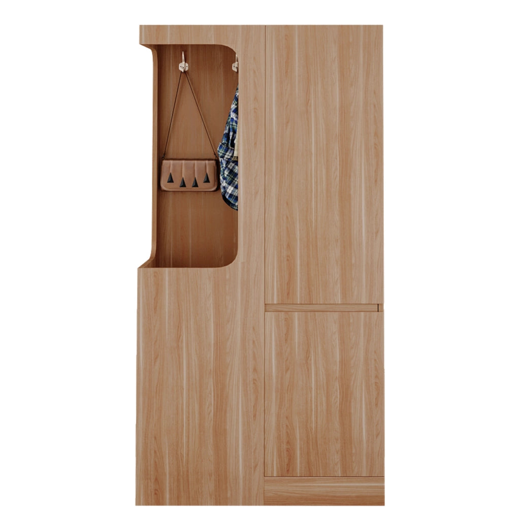 Armadio con 1 porta, 4 cassetti e vano appendiabiti aperto, per camera da letto, in legno, naturale 70 × 40 × 170 cm