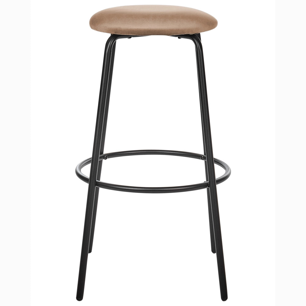 Set di 2 sgabelli da bar in velluto marrone gambe in acciaio senza braccioli soggiorno salotto stile moderno