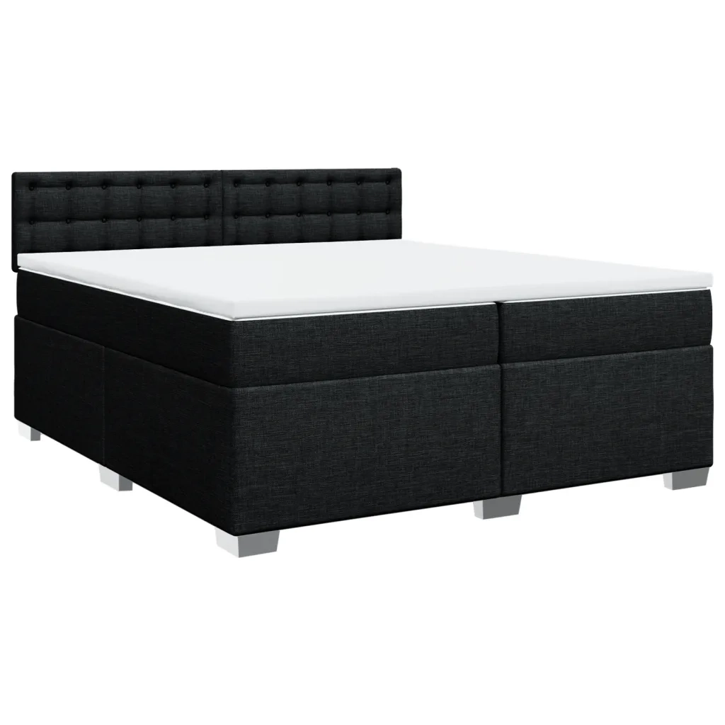 vidaXL Giroletto a Molle con Materasso Nero 200x200 cm in Tessuto