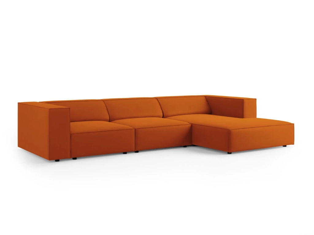 Cosmopolitan Design - Divano angolare destro "Arendal" 4 posti in velluto terracotta 