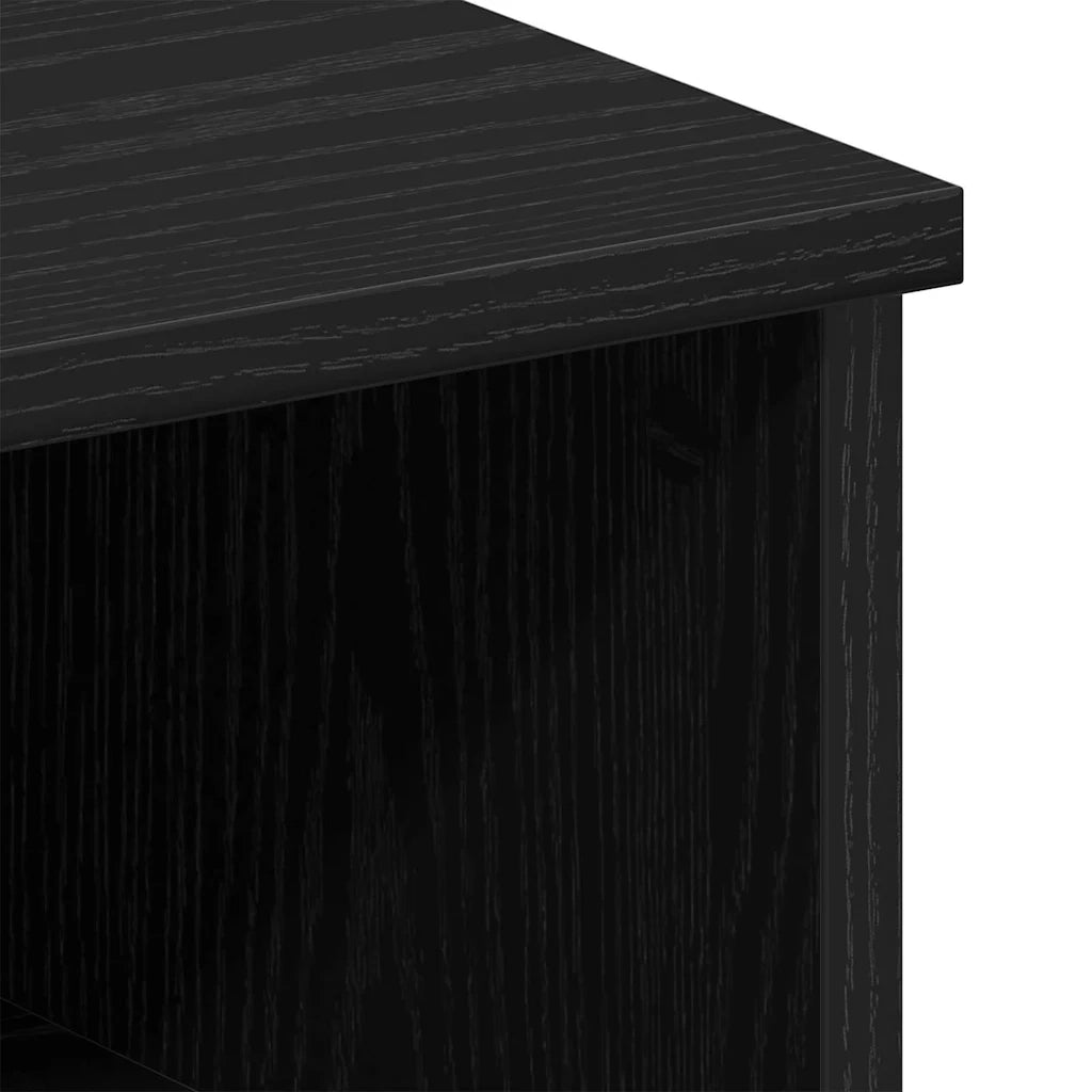 Comodino | Armadio da Notte | Mobiletto da notte Rovere Nero 50 x 32 x 60cm Legno multistrato