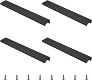Maniglia di Carreggiata in Stile Moderno - Maniglia Invisibile - Maniglia Nascosta - Lega di Alluminio - Maniglia per Armadi - Nero Opaco - 300mm - 4 pz - Utilizzo Domestico - Adatto per Porte di Armadi