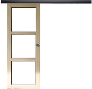 Porta scorrevole in legno Ayous Vetro trasparente H204 x L83 + Binario alluminio nero e 2 gusci senza maniglia