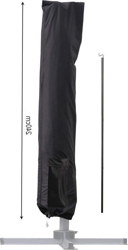 Copri ombrello con maniglia di tiraggio 240x395/55cm nero per schermi da mercato