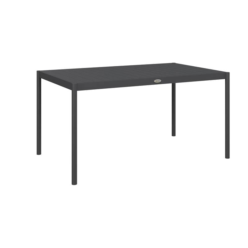 TAVOLO DA GIARDINO A DOGHE PER 6 PERSONE IN ACCIAIO E ALLUMINIO, 145X90X74 CM, GRIGIO SCURO
