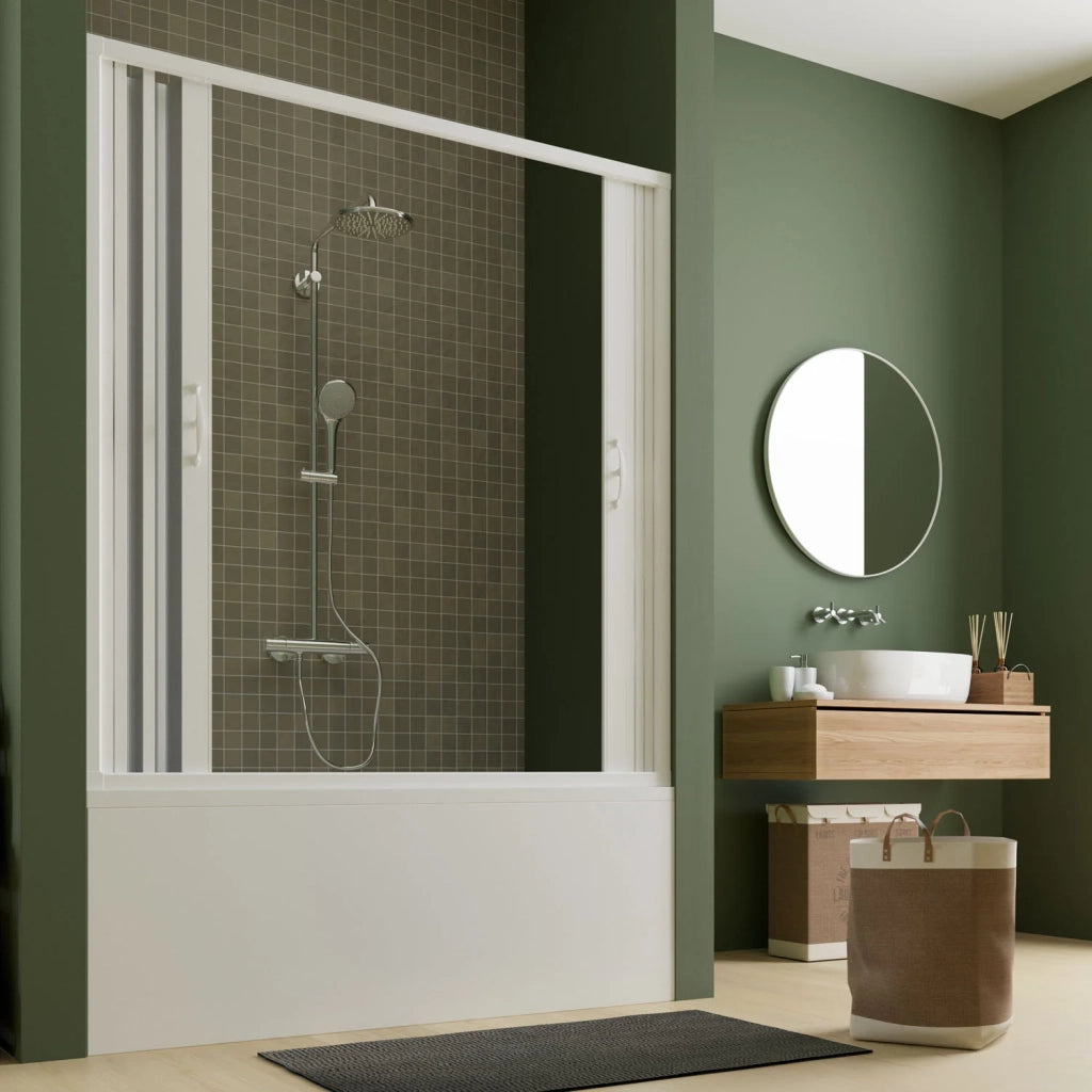 Porta doccia sopravasca in PVC a soffietto 170 cm H 150 mod. Ibisco con apertura centrale