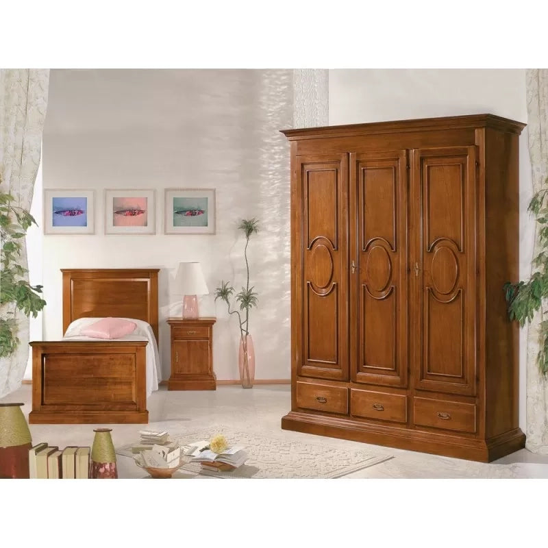 Letto singolo classico legno tinta noce l.103 h 110 p 209 (6132) - Mobili 2G