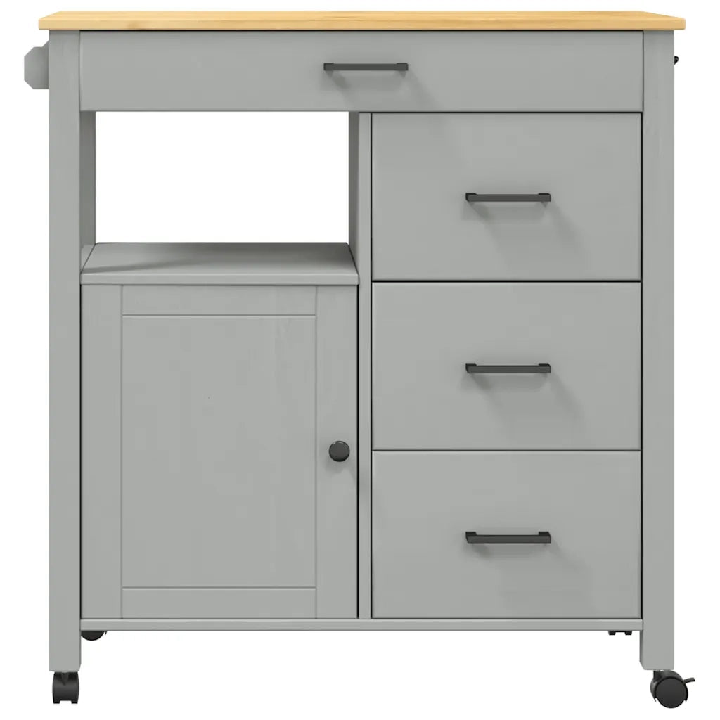 Carrello da Cucina-Scaffale per Cucina MONZA 84x40x88,5 cm in Legno Massello di Pino 898010