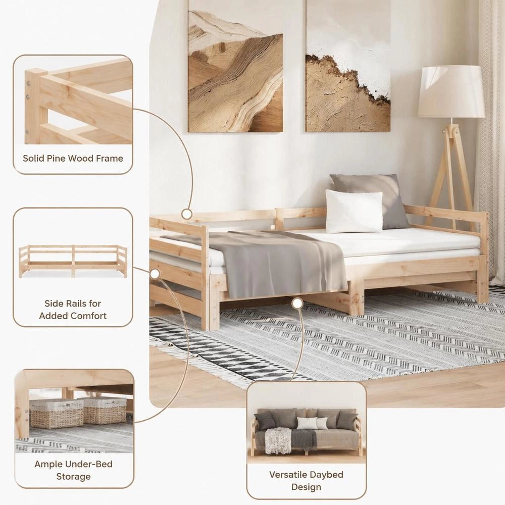 Extendable Daybed Without Mattress 80x200 Cm