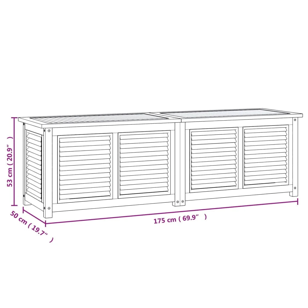 Box portaoggetti da giardino e borsa 175 x 50 x 53 cm legno massello di teak 02_0013132