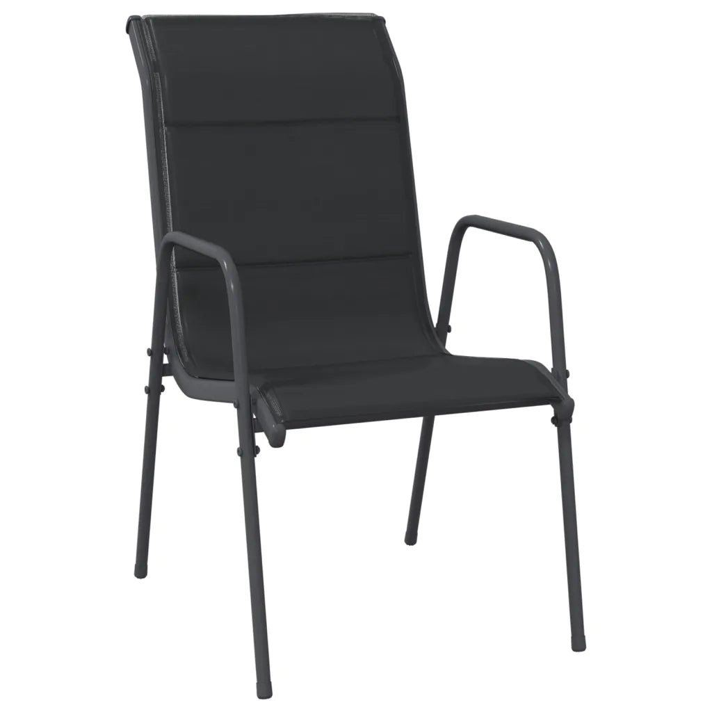Set da Pranzo da Giardino 5 pz | Set Salotto da Giardino Nero in Acciaio e Textilene