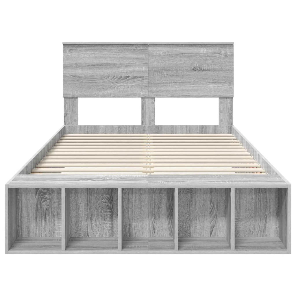 Struttura del letto con lo scaffale Grigio Sonoma 135 x 190 cm 3408380