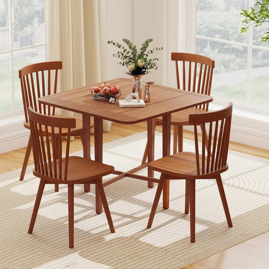 Tavolo da Pranzo Pieghevole Quadrato 90x90 cm, in Legno, per 2-4 Persone