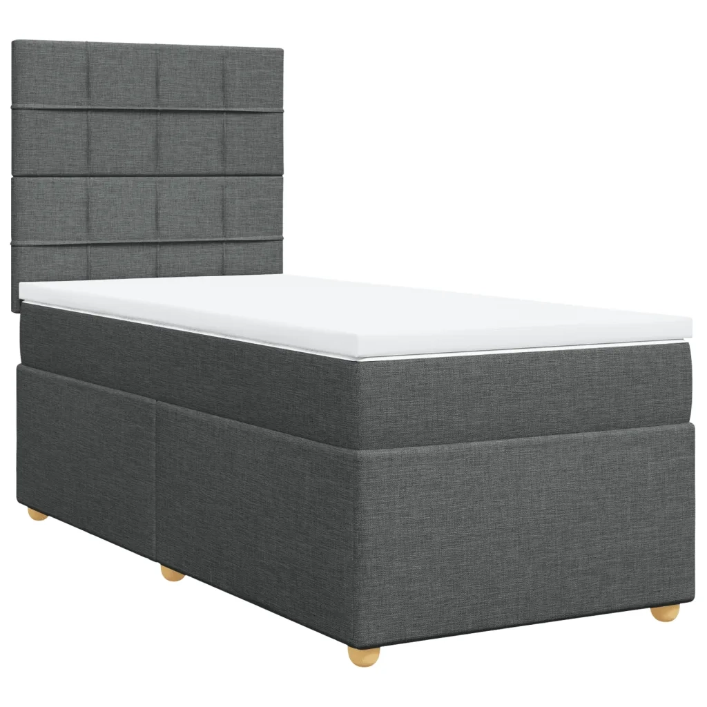 Giroletto a Molle con Materasso Grigio Scuro 90x200 cm Tessuto 3293464