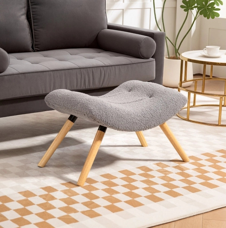 Pouf e seduta aggiuntiva 67x45x38 cm grigio chiaro, seduta imbottita, tessuto peluche,