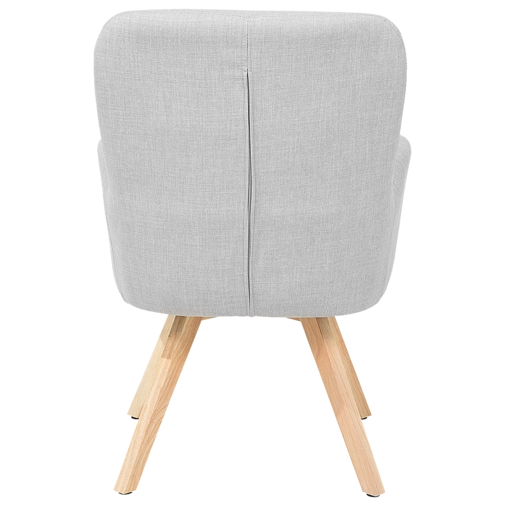 Chaise longue Sedia da club moderna con rivestimento in tessuto grigio con braccioli e gambe in legno
