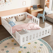 Letto 140x200cm in legno - Xylo - piattaforma con barriera bianco