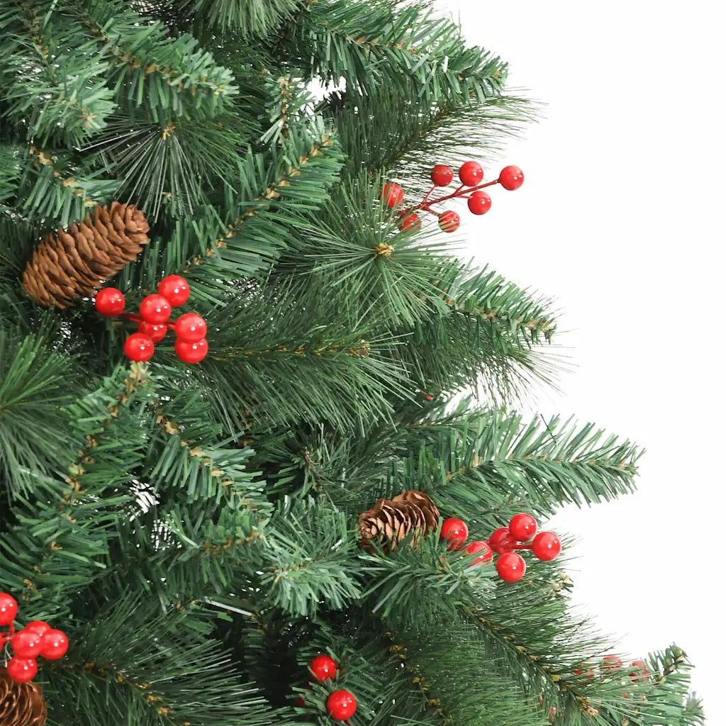 Albero Natale Artificiale Incernierato con Pigne e Bacche 240cm