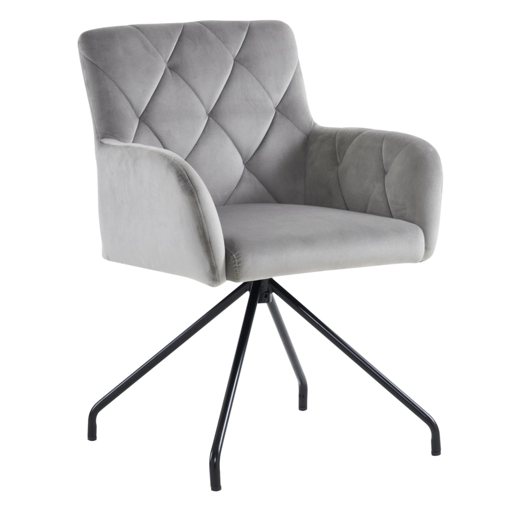 Set di 2 sedie imbottite in velluto grigio chiaro