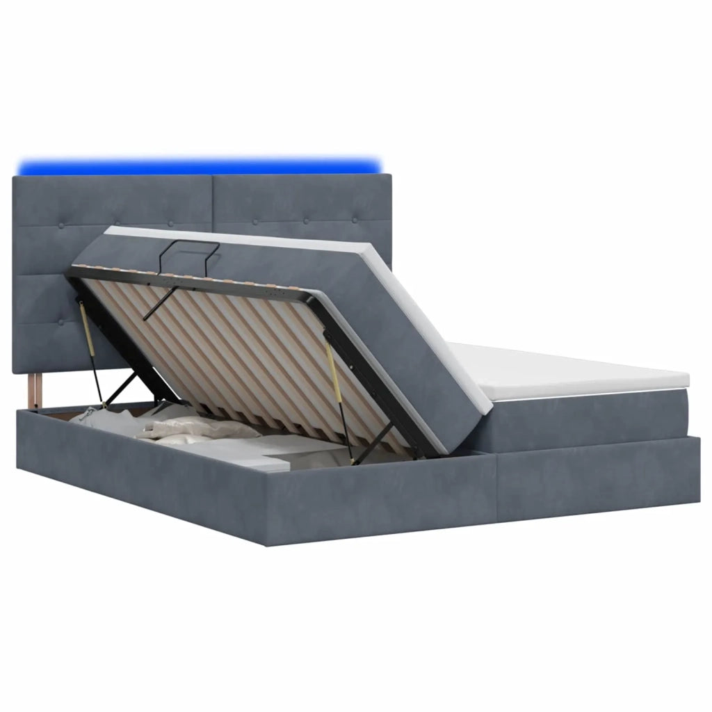 Letto con contenitore LED e materasso Grigio Scuro 200 x 200 cm 3460273