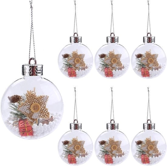 Decorazioni per albero di Natale con palloncini acrilici 8 cm trasparenti decorativi set di palloncini per decorare l'albero di Natale con palloncini gonfiabili