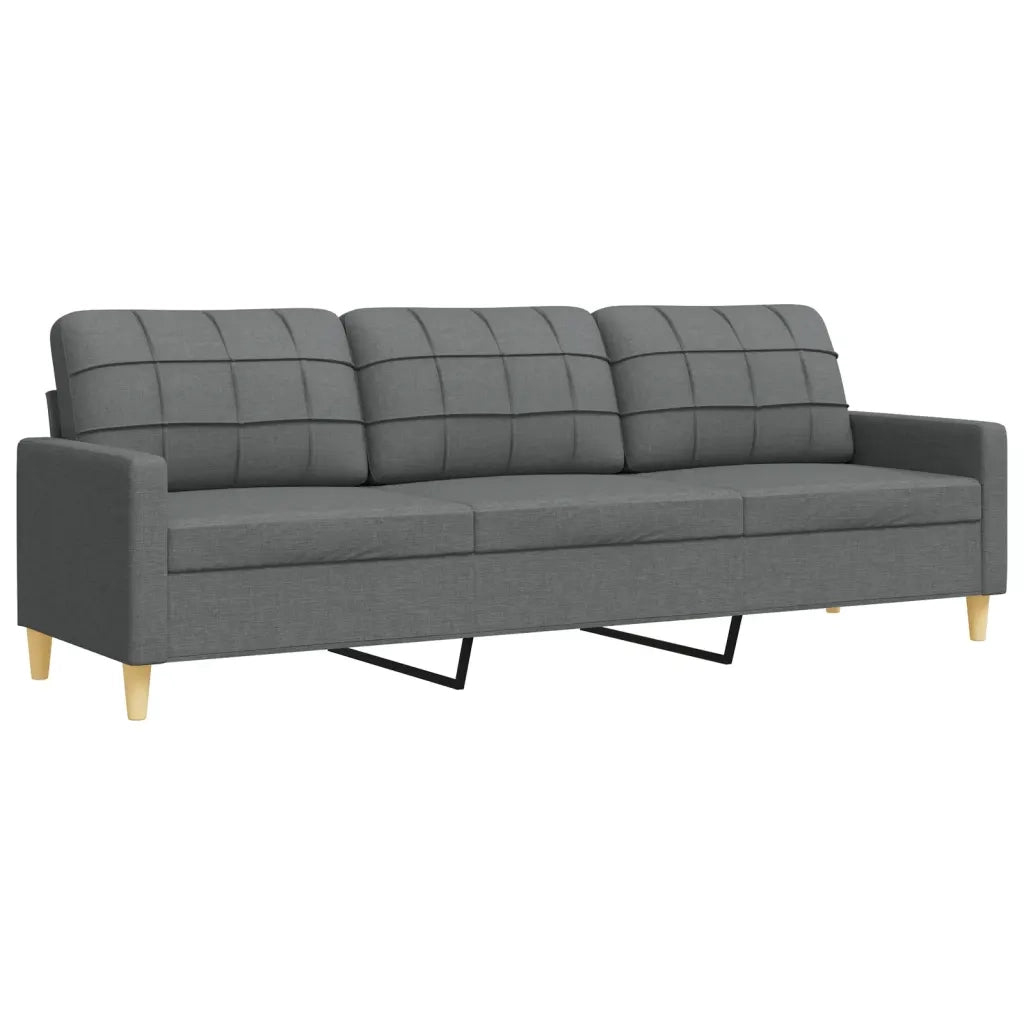 Set Divani 4 pz con Poggiapiedi e Cuscini Grigio Scuro Tessuto