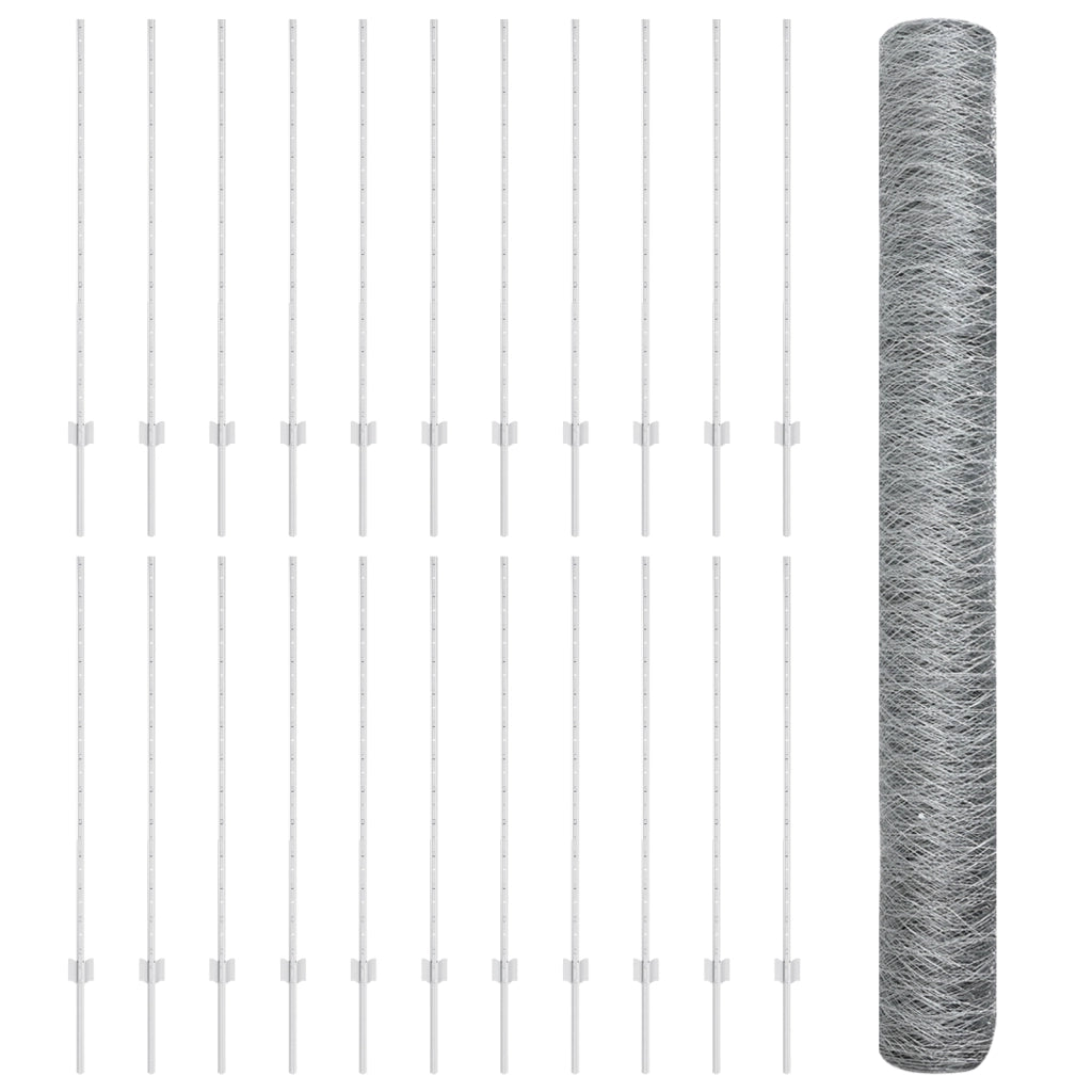 Pali della Recinzione  22 pezzi U-Channel 120 cm Acciaio Zincato