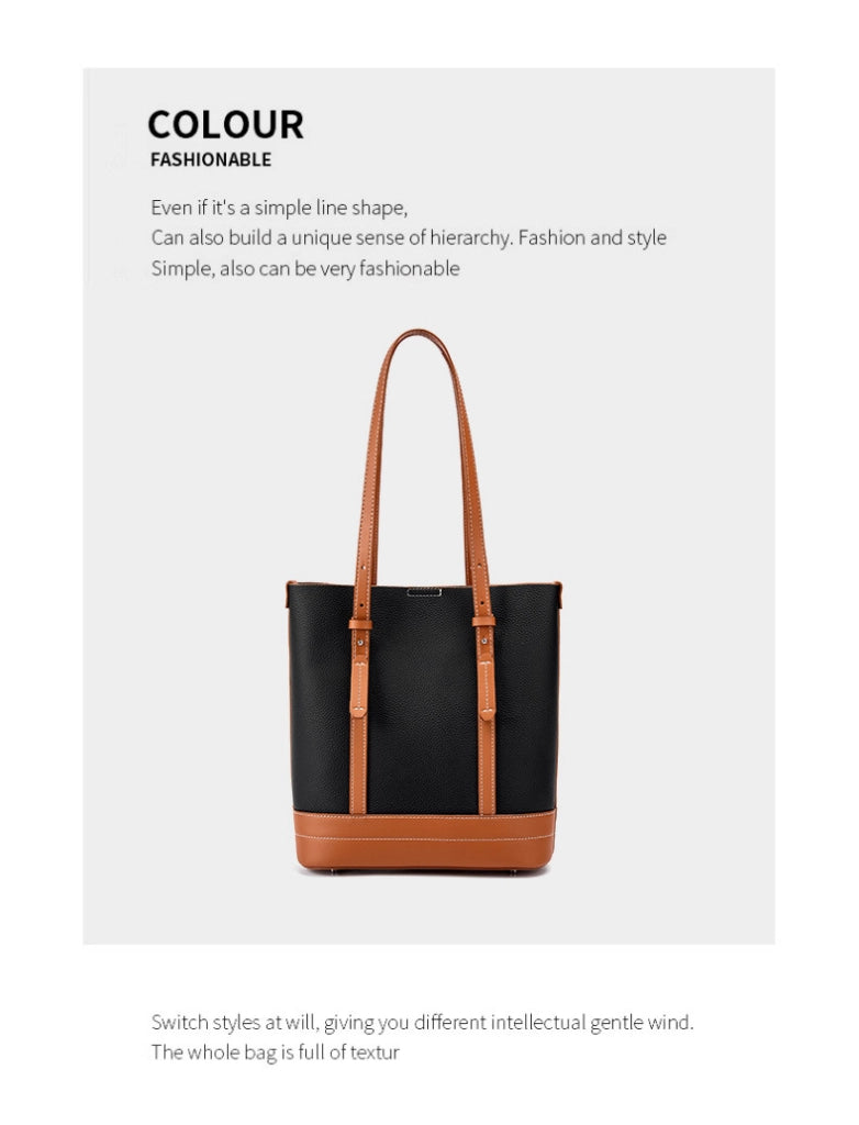 Borsa a mano e a tracolla da donna in vera pelle nera