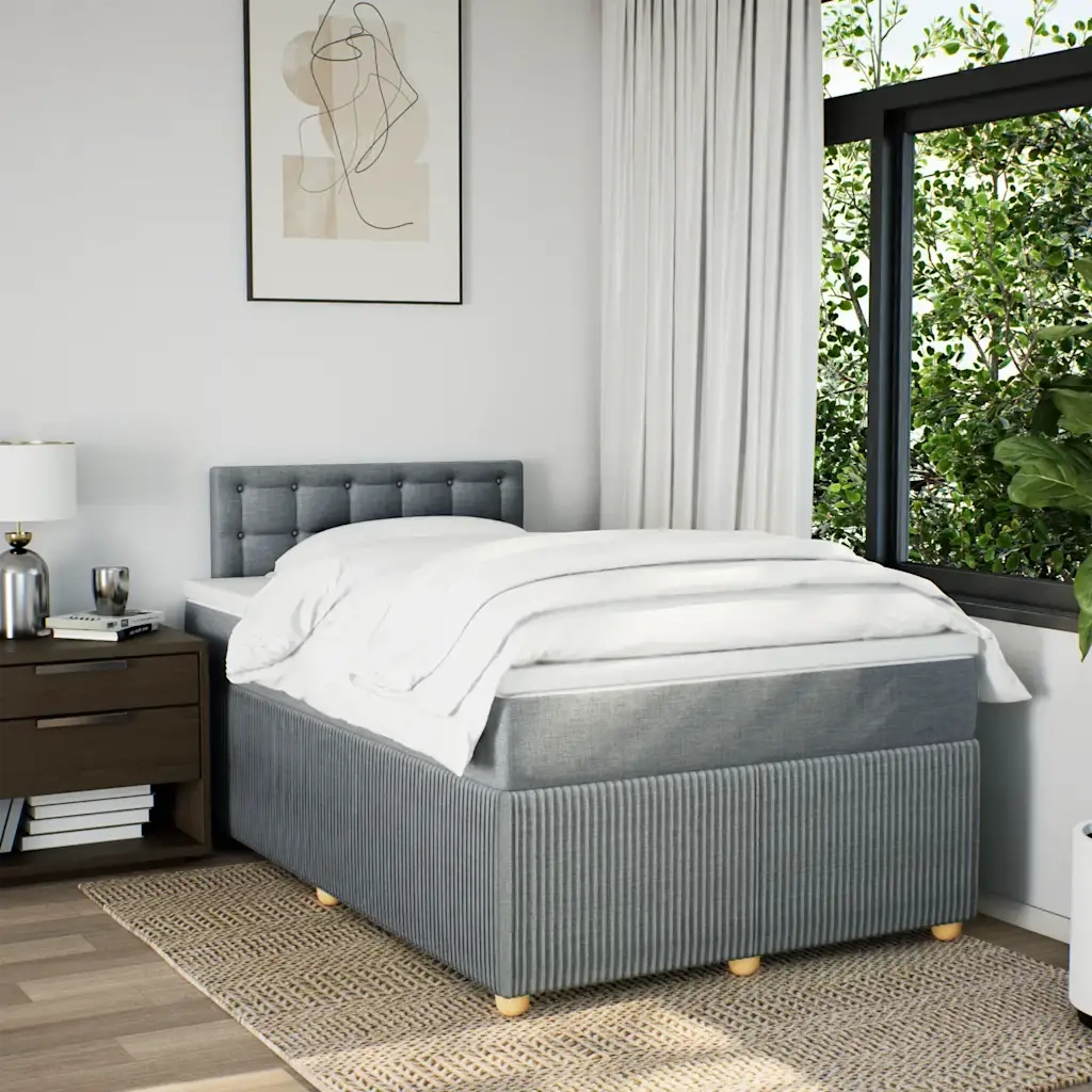 Giroletto a Molle con Materasso Grigio Chiaro 120x190cm Tessuto