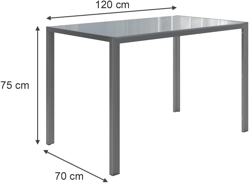 Tavolo da pranzo Grand, Grigio, 120 x 70 cm, per l’utilizzo come set da pranzo in cucina o sala da pranzo