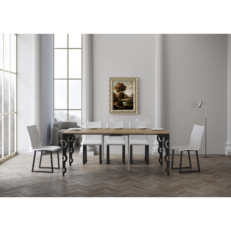 Consolle allungabile 90x40/300 cm Karamay Evolution telaio Antracite - Quercia Natura